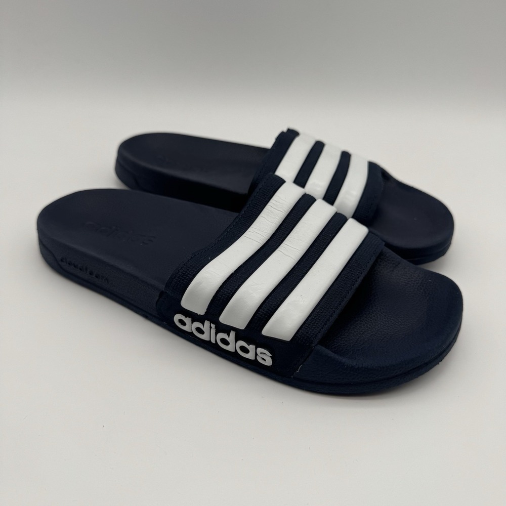 Adidas Adilette Shower Cloudfoam Slides Navy Blue White Mens 7 S11413